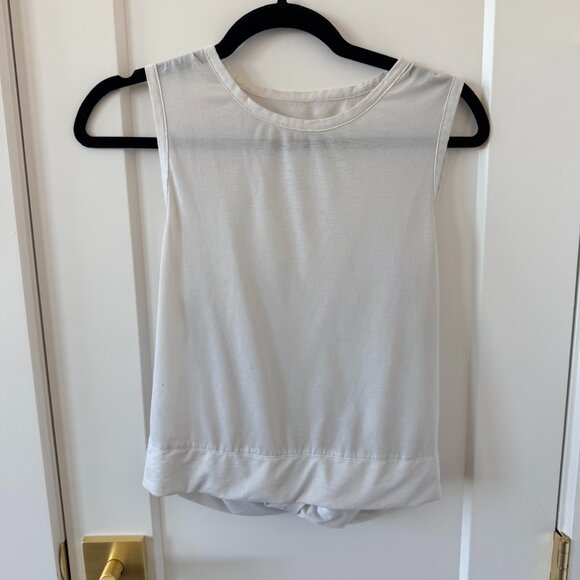 White Twist Back Tank Top Sheer - Picture 1 of 4